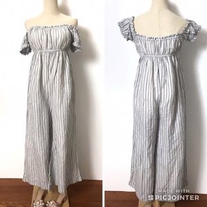 Free People Gray Striped Off Shoulder Jump…